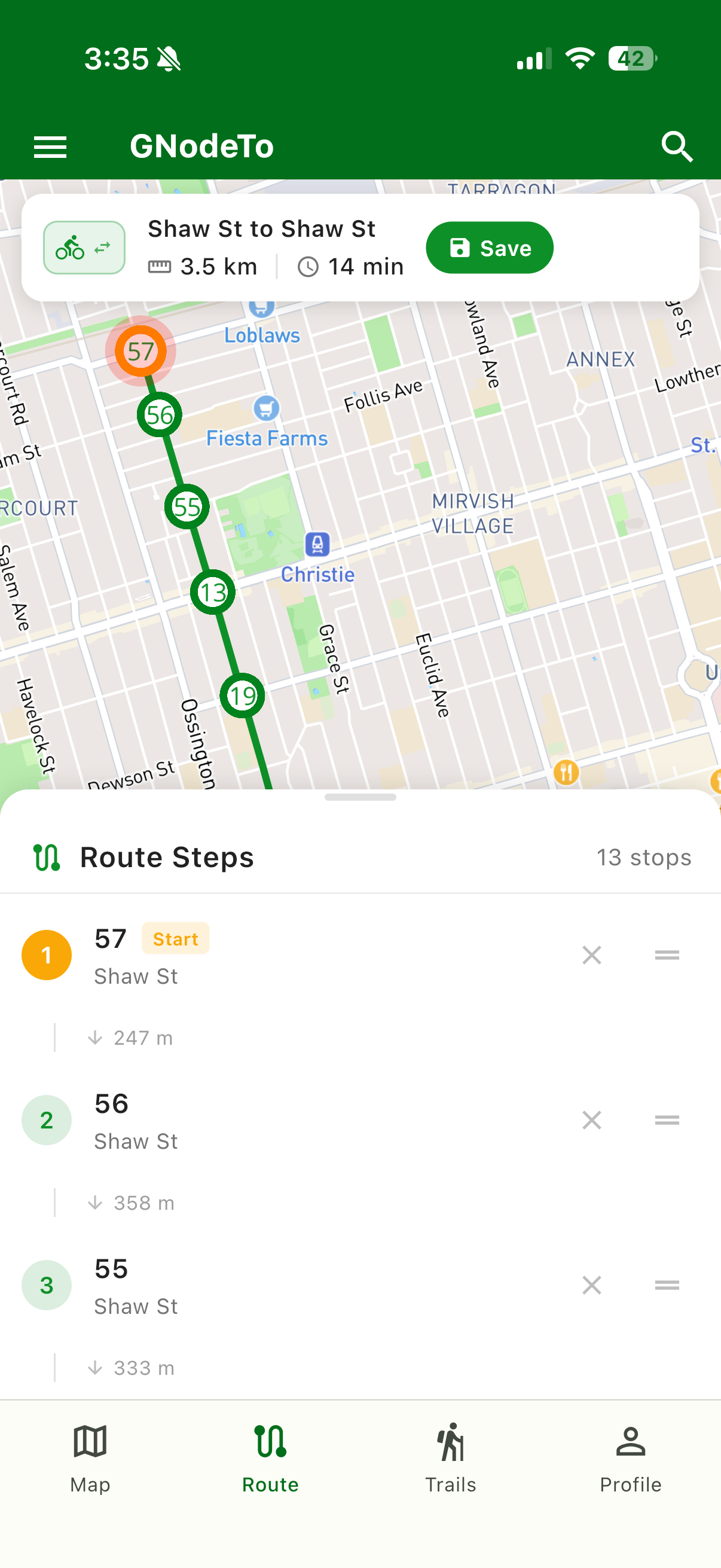 Node Details screen